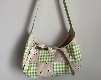 Patchwork Shoulder Bag, Reversible Purse