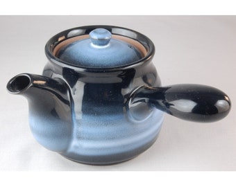 Auténtica tetera japonesa Kyusu de Tokoname: una obra maestra hecha a mano 青と黒