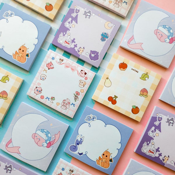 Pokemon Sticky Notes | Kawaii Sticky Notes | ACNH | Cute Stationery | Memo Pad | ANCH | Pokemon | Kirby