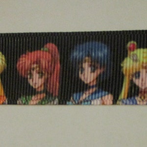 Sailor Moon Grosgrain 7/8" Printed Ribbon by the Yard Hair Bows Crafts and More