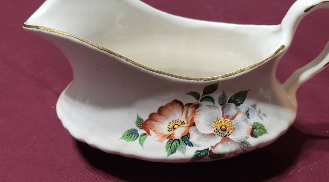 The Home of ster Briar Rose Gravy Boat W/gold Trim Etsy