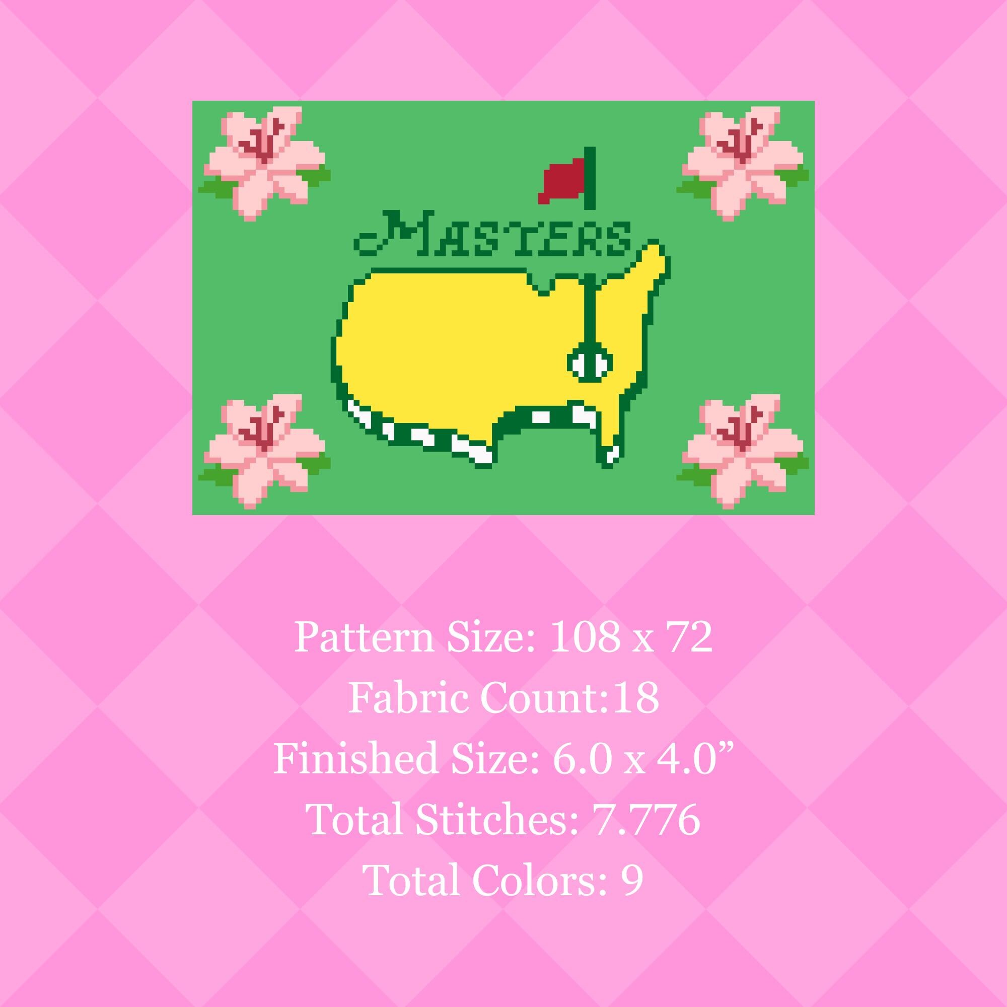 Masters Vector Pattern Masters Tournament Needlepoint Pattern | Golf Azalea Chart (digital ...