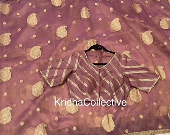 Kora organza banarasi silk saree with chanderi designer stitched blouse