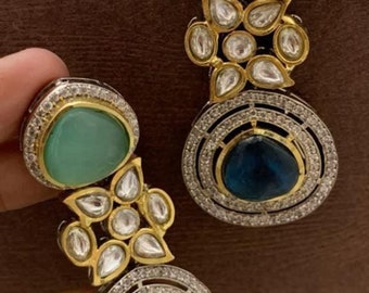 Beautiful Victorian jadau kundhan earrings ~Indian jewelry /wedding jewelry |nakshi|Victorian jew jewelry |earrings