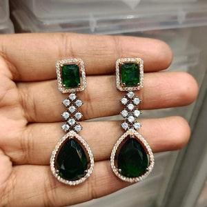 Stud hanging victearrings |indian earrings |indian ethnic jewelry |jhumkas earrings |temple  bollywood jewelry |kundhan earrings|chandbhali