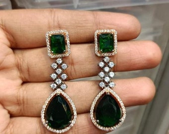 Stud hanging victearrings |indian earrings |indian ethnic jewelry |jhumkas earrings |temple  bollywood jewelry |kundhan earrings|chandbhali