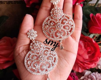 Stud hanging chandbali earrings |indian earrings |indian ethnic jewelry |pakistan jewelry |temple  bollywood jewelry |chandhbali |jhumkas |