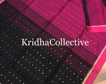 Beautiful matka  soft handloom saree in black and pink shade combination | pattu silk saree|fancy saree|