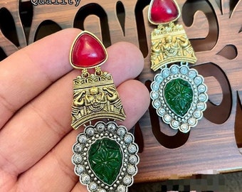 Beautiful nakshi Victorian jadau kundhan earrings ~Indian jewelry /wedding jewelry |nakshi|Victorian jew jewelry |earrings