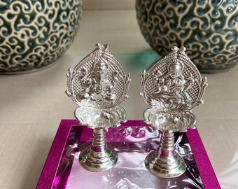 Indian wedding return gifts Lakshmi and ganesh diya set