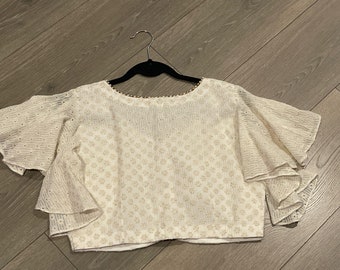 Cream shade chikankari blouse with designer stitched blouse |saree blouse|wedding blouse|maggam blouse|designer blouse|sequin blouse