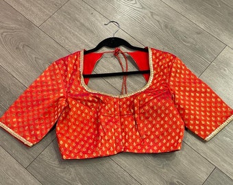 Oranges shadebanarasi blouse with designer stitched blouse |saree blouse|wedding blouse|maggam blouse|designer blouse|sequin blouse
