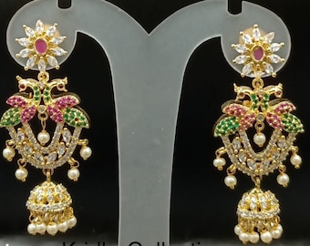 Beautiful CZ jhumkas earrings