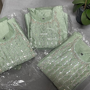 Pista green shade muslinkurti and chunni |salwarsuit  | Indian Ethnic Women Festive Party Wear | palazzo set|  Wedding Dress |Teenagers eth