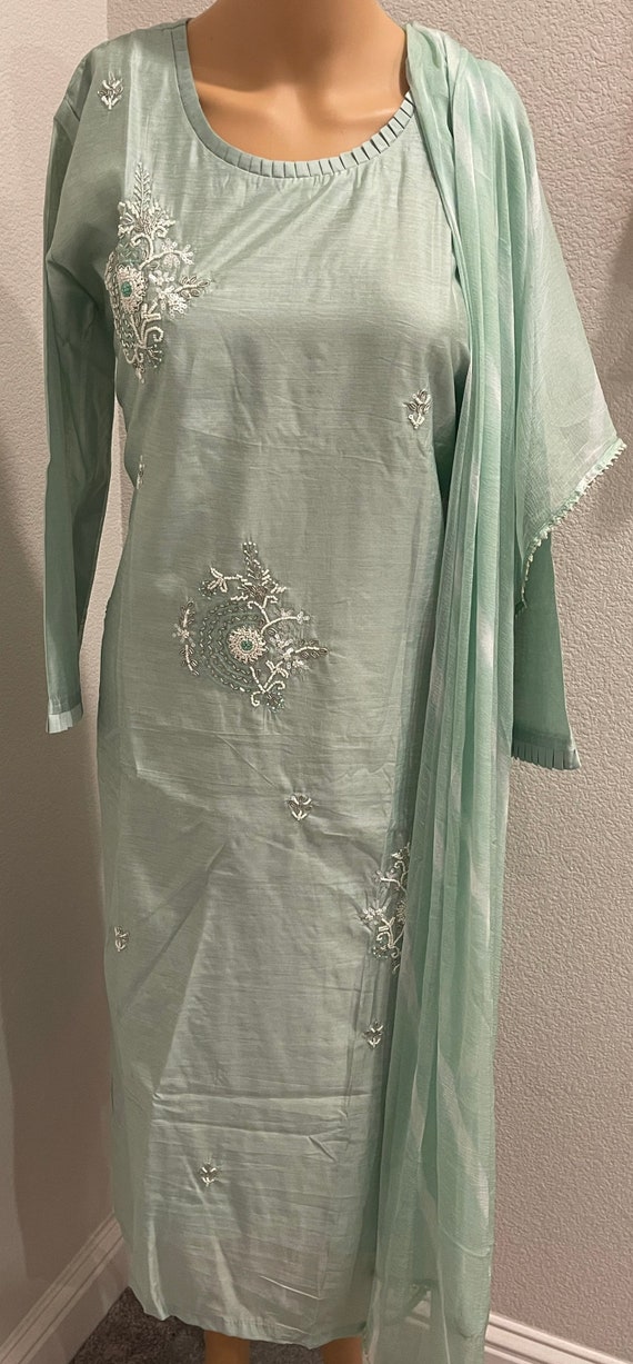 Women's Fancy Embroidery Sequence Silk Kurti Pant with Dupatta set – mahezon