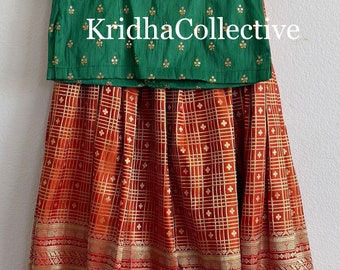 Indian ethnic kids dresses  |kids ethnic traditional wear| silk pawada | girls frocks| girls lehangas |girls croptops|girls pawadai