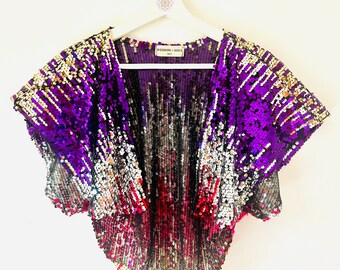 Night Owl Sequin Burst Cape || Disco Party || Studio 54