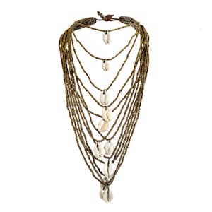 WATERVAL 12-strengs kauri schelp messing ketting