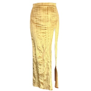 GEOLU Crimped Velvet Long Split Skirt