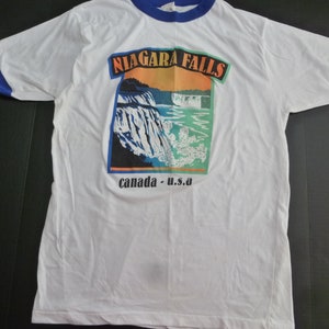 Vintage RARE Niagara Falls Ringer T-Shirt Small 1980s Single Needle Tshirt 50/50 Cotton/Poly 80s Single Sided Canada S Side