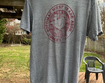 Vintage Running T-Shirt Tee RARE Gray L Paper Thin See Through Single Stitch 75/25 Hanes VTG Runners 1-Sided 90s Usa Us Potomac Turkey Trot