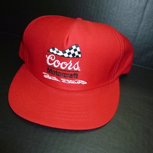 NEW Vintage Bill Elliott Cap/Hat Coors Motorcraft Snapback 1984 1986 NOS Red NASCAR 80s