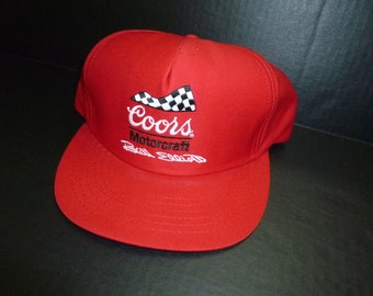 NEW Vintage Bill Elliott Cap/Hat Coors Motorcraft Snapback 1984 1986 NOS Red NASCAR 80s