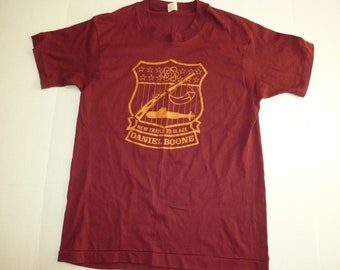 Vintage Uss Daniel Boone Submarine T-Shirt Tee RARE 80s Maroon M Screen Stars 50/50 Sub Single Stitch 1-Sided 80s Vtg