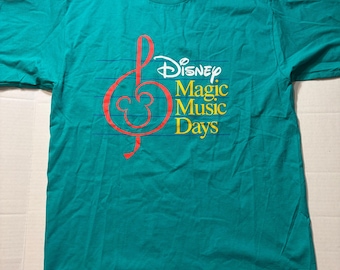 MINT Vintage RARE Disney Magic Music Days T-Shirt XL 1995 Turquoise 1990s Tshirt 100% Cotton 90s 1-Side Usa