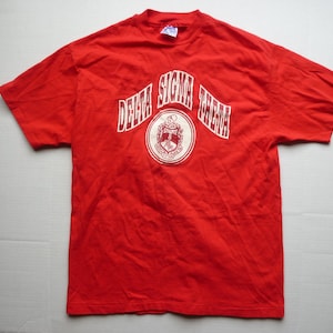 Vintage RARE Delta Sigma Theta T-Shirt Large Hanes USA Red Single Needle Tshirt Cotton 90s Single Sided Beefy T Tee
