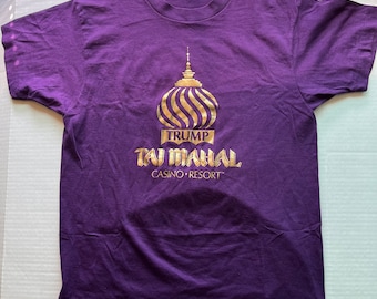 Vintage Trump Taj Majal T-Shirt Tee RARE Purple S Single Stitch 5050 Fifty Fifty VTG 1-Sided 90s Donald