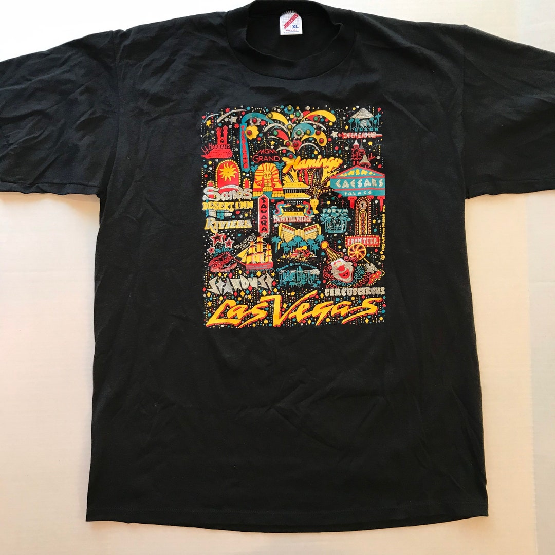【希少美品】100 Ans d'Objets de Légende ハードカバー Vintage Las Vegas T-shirt Tee RARE Light up XL Black Jerzees