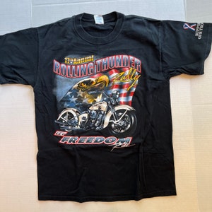 Rolling Thunder 2004 T-Shirt Tee RARE Black M Cotton 2-Sided USA 2004 Gildan 2000s Let Freedom Ride 17th