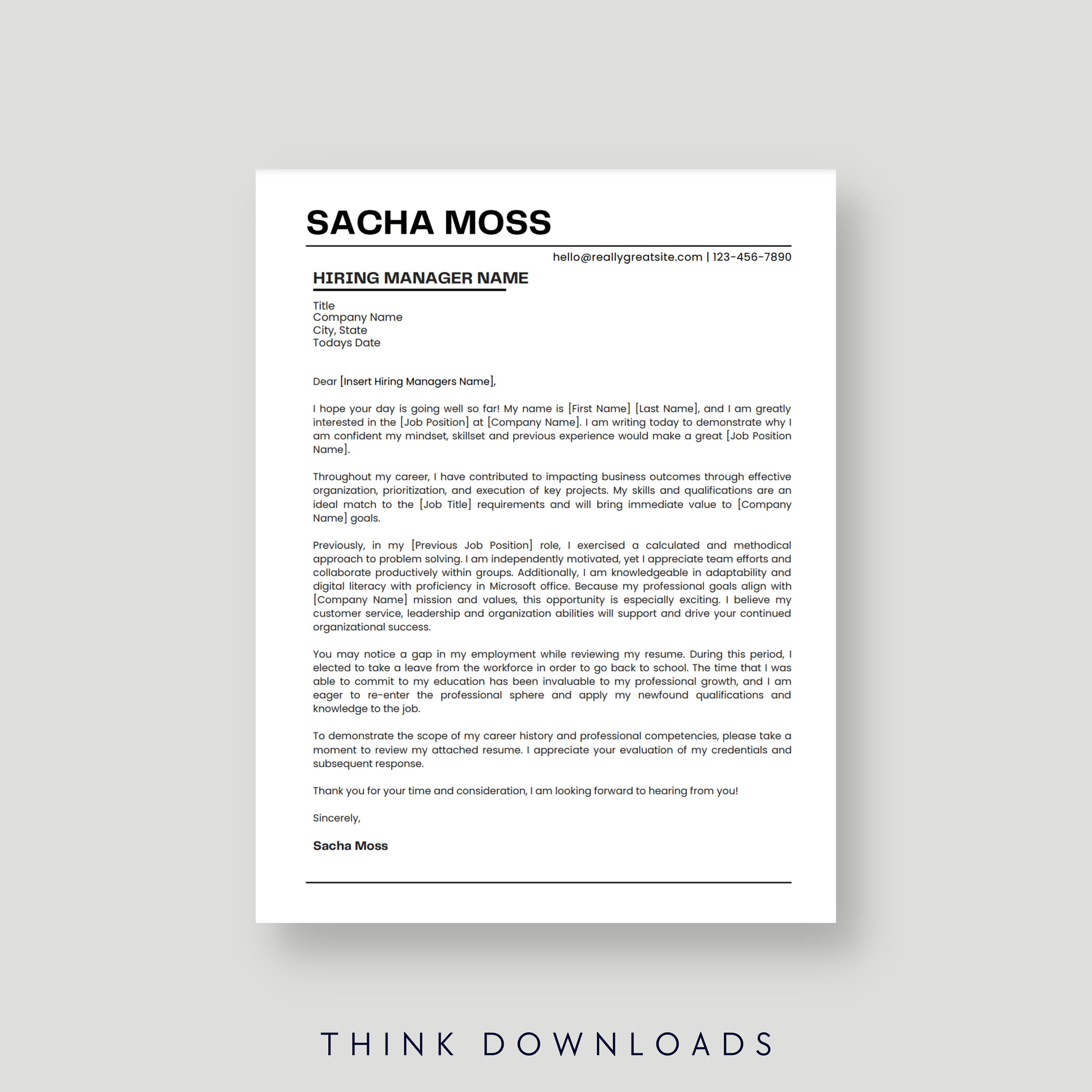 Cover Letter Template, Editable Cover Letter, Professional Cover Letter ...