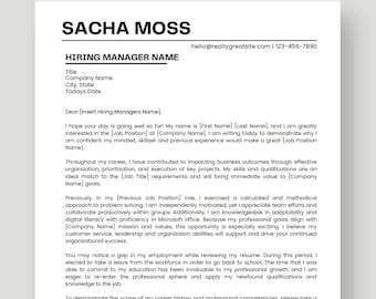 Canva Template, Professional Cover Letter, Cover Letter Template, Editable Cover Letter, Simple Cover Letter,Simple Letter, Instant Download