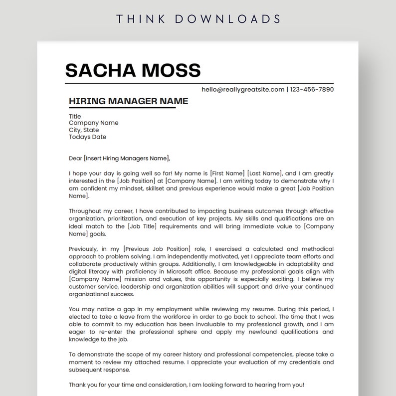 Cover letter template editable cover letter professional etsy