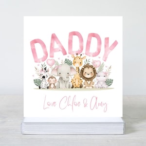 Tarjeta del Día del Padre para un Bebé, Tarjeta del Día del Padre para Papá, Tarjeta de Animales de Safari, Tarjeta Personalizada del Día del Padre, Tarjeta Linda para Papá