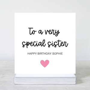 Tarjeta de cumpleaños personalizada para tu hermana - Tarjeta de cumpleaños para tu hermana - Tarjeta significativa para tu hermana - Tarjeta de felicitación para tu hermana - Una hermana verdaderamente especial