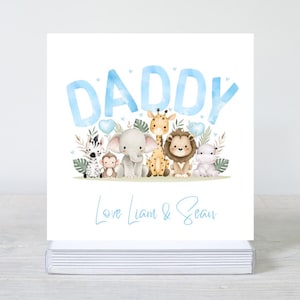 Vaderdagkaart van baby, vaderdagkaart voor papa, safaridierenkaart, gepersonaliseerde vaderdagkaart, schattige papakaart