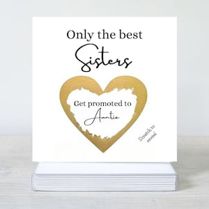 Seules les meilleures soeurs sont promues carte tante, faire-part de grossesse pour soeur, carte de révélation de grossesse à gratter pour soeur