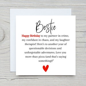 Bestie verjaardagskaart, verjaardagskaart voor Bestie, gelukkige verjaardag Bestie Card, beste vriend verjaardagskaart, beste vriend verjaardagskaart, voor haar
