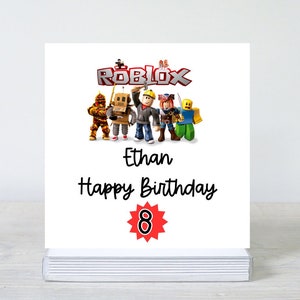 Tarjeta de cumpleaños personalizada de Roblox, tarjeta de felicitación para niño y niña, jugador de videojuegos, todas las edades, tarjeta de Roblox para hijo, hija, nieto, ahijado