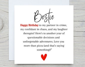 Bestie Birthday Card, Birthday Card For Bestie, Happy Birthday Bestie Card, Best Friend Birthday Card, Best Friend Birthday Card, For Her