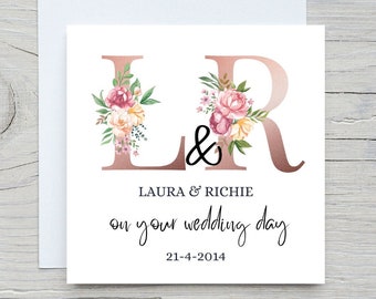 Personalised Wedding Card, Newly Married Couple Greeting Card, Congratulations Wedding Card, Wedding Gift Card, Couple Initials Wedding Card