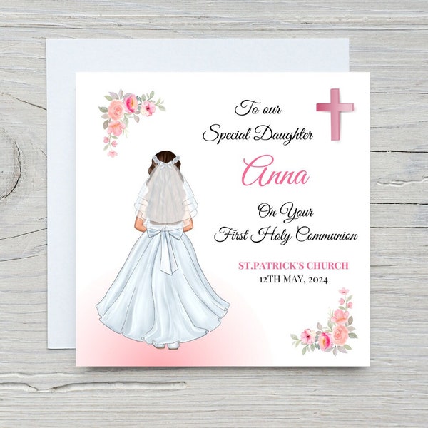 First Holy Communion Card, Communion Card First Communion card Personalised Communion Card Daughter Goddaughter Granddaughter Communion day