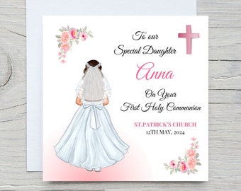 First Holy Communion Card, Communion Card First Communion card Personalised Communion Card Daughter Goddaughter Granddaughter Communion day