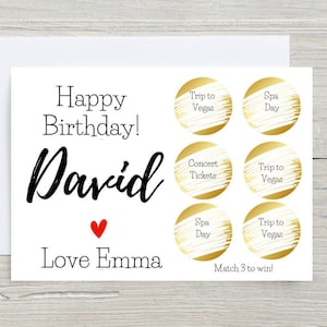 Tarjeta de cumpleaños para él, tarjeta de rasca y gana de cumpleaños de novio/novia, regalo para el esposo, regalo de cumpleaños para hombre/mujer, tarjeta de rasca y gana para un amigo