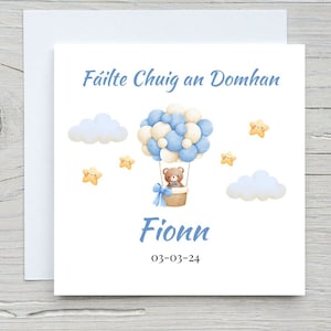 Welkom in de wereld / Fáilte Chuig an Domhan, nieuwe babyjongenkaart, Gaeilge nieuwe babyjongenkaart, babyjongenkaart, Ierse kaart, nieuwe ouderkaart