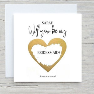 Tarjeta rasca y gana "¿Serás mi dama de honor?", Tarjeta de propuesta de dama de honor personalizada, Regalo para una amiga, Tarjeta rasca y gana para una boda.