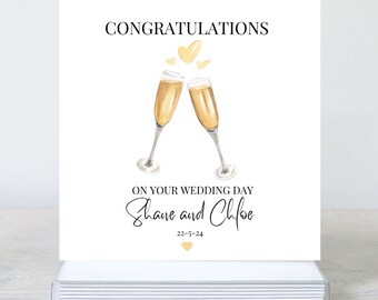 Personalized Wedding Card: Champagne Glasses, Mr & Mrs.